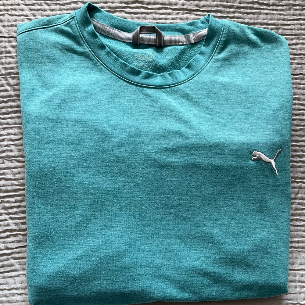 Puma crew neck long sleeve shirt, xxl, teal